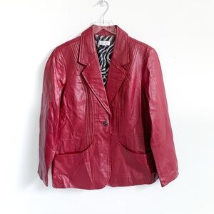 d & Co Cranberry Color Leathers Jacket Size L